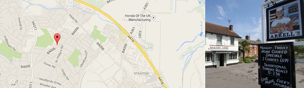 How to find The Bakers Arms, Stratton, Swindon